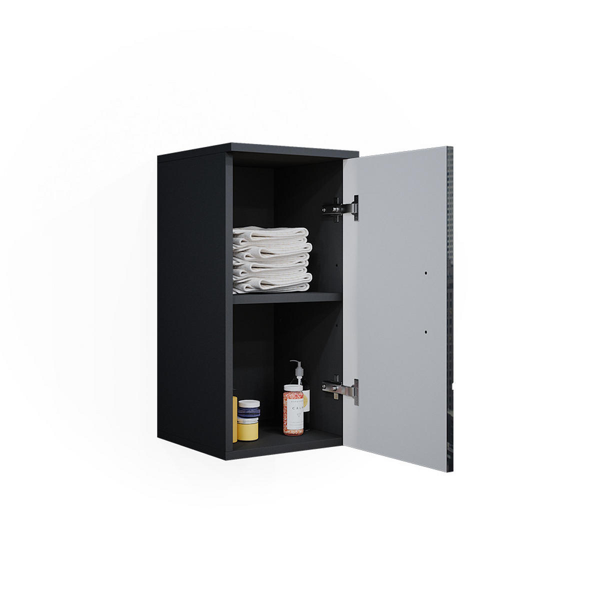 BADSCHRANK Irma Anthrazit Hochglanz 30 x 59 cm - Schwarz Hochglanz/Anthrazit, Holzwerkstoff (30/59/24cm) - Vicco