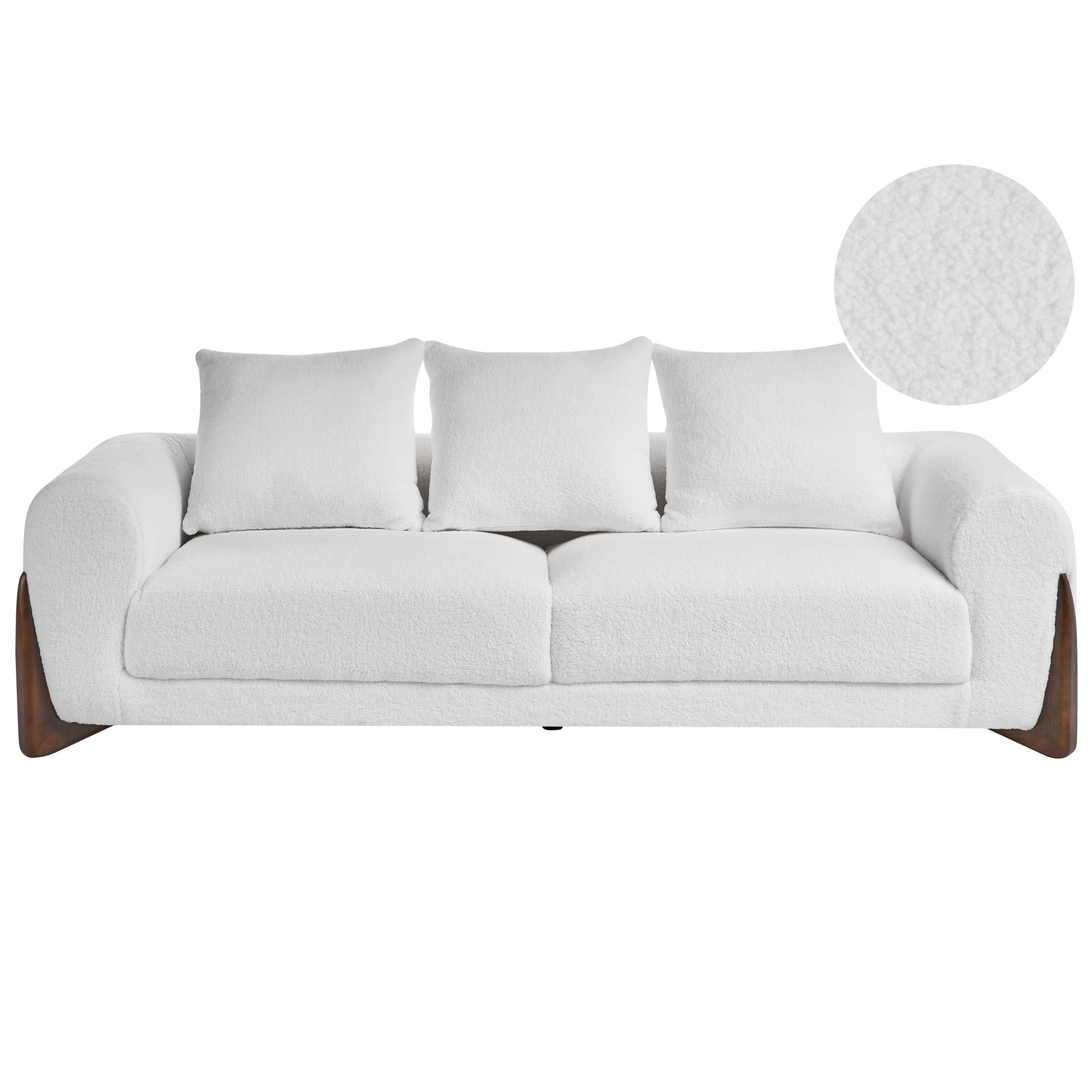 Beliani 3-Sitzer-Sofa Weiß, Braun 180x62x87 cm
