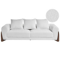 3-SITZER-SOFA Bouclé Weiß Vinliden - Weiß/Braun, Textil (180/62/87cm) - Beliani
