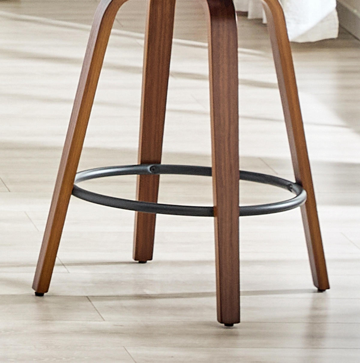 BARHOCKER mit Blüten-Rückenlehne und Metall-Fußstütze - Weiß, Holz (41.5/89/46.5cm) - MIVRAY