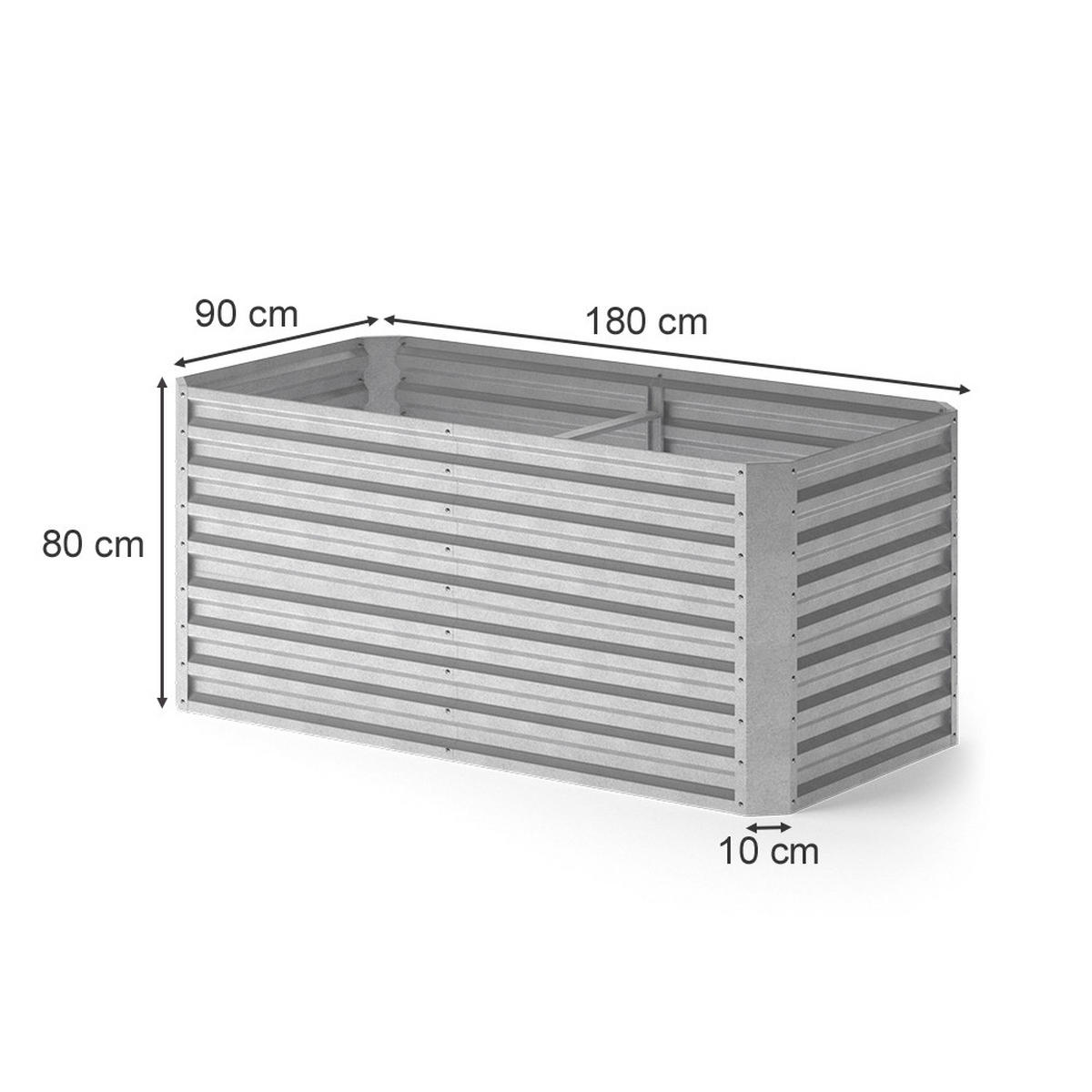 HOCHBEET Silber 180 x 90 cm - Silberfarben, Metall (180/80/90cm) - OK-Living