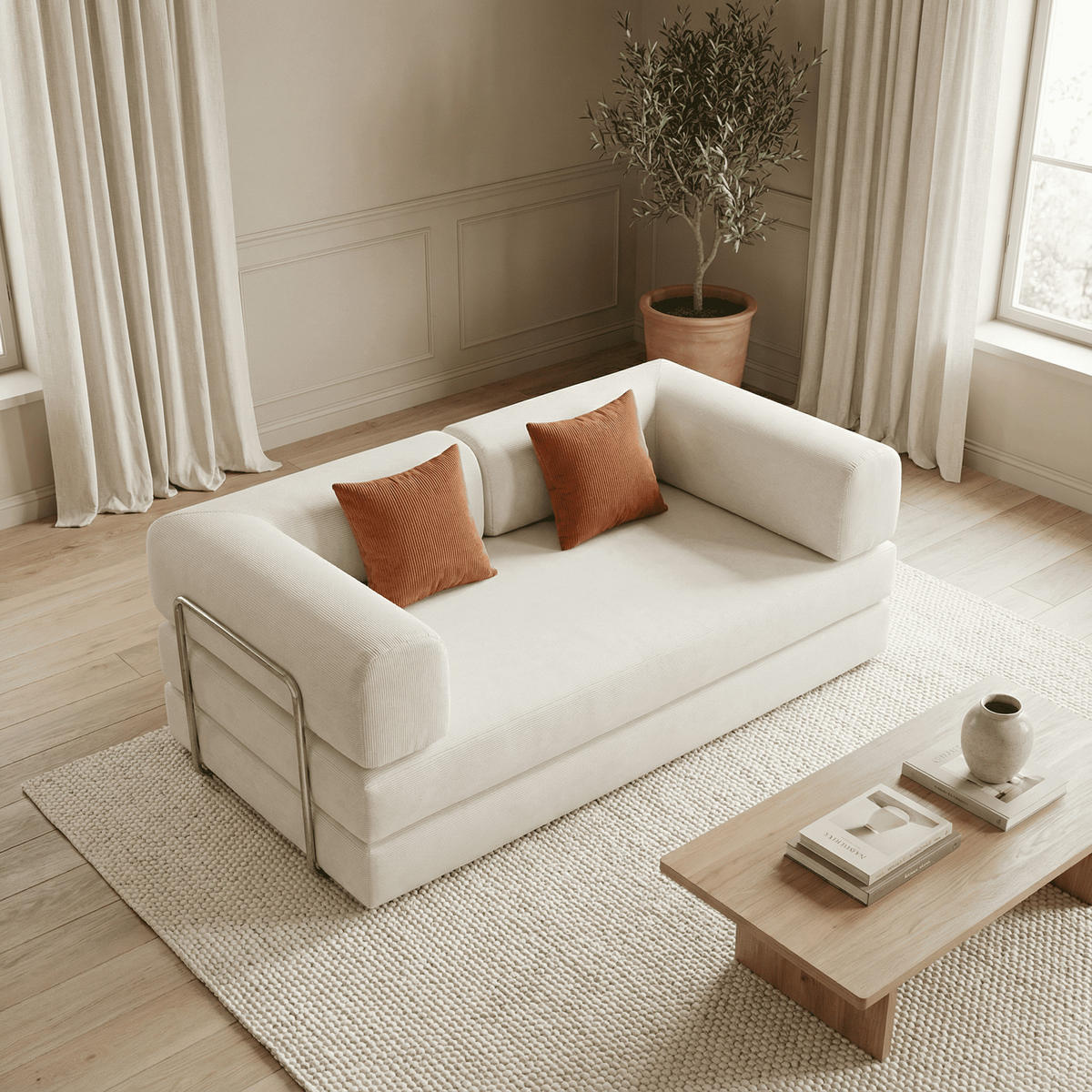 SCHLAFSOFA Kaia Weiß Mango - Weiß, Textil (180/70/100cm) - COCO Living