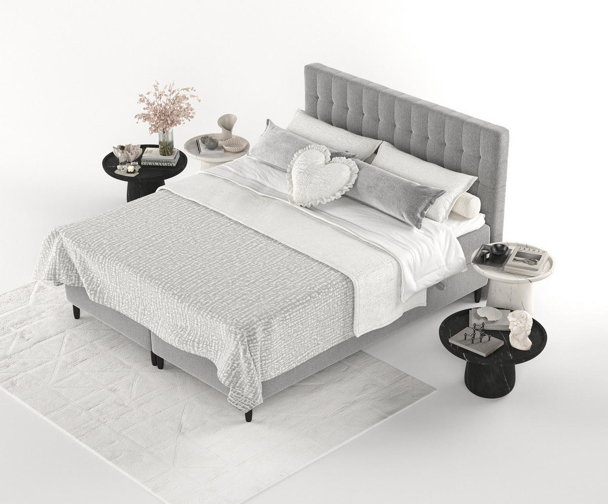 BOXBETT Divine Grau 140/200 cm - Schwarz/Grau, Holz/Holzwerkstoff (140/200cm) - Maison de Reve