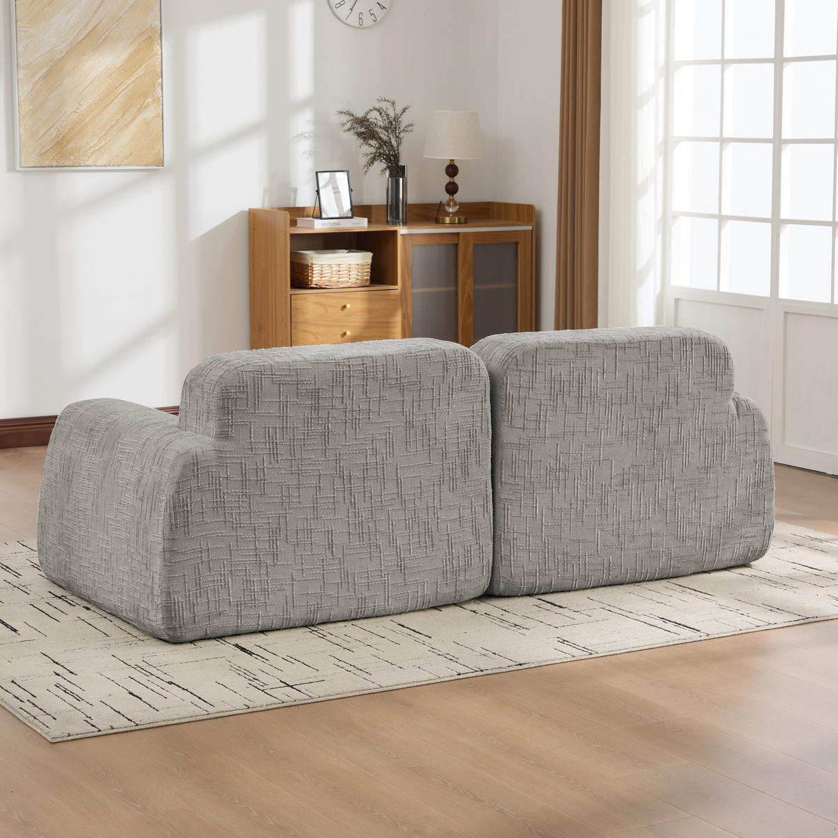 2-SITZER SOFA Chenille Grau ohne Montage - Grau, Textil (198/73/90.5cm) - WISHDOR