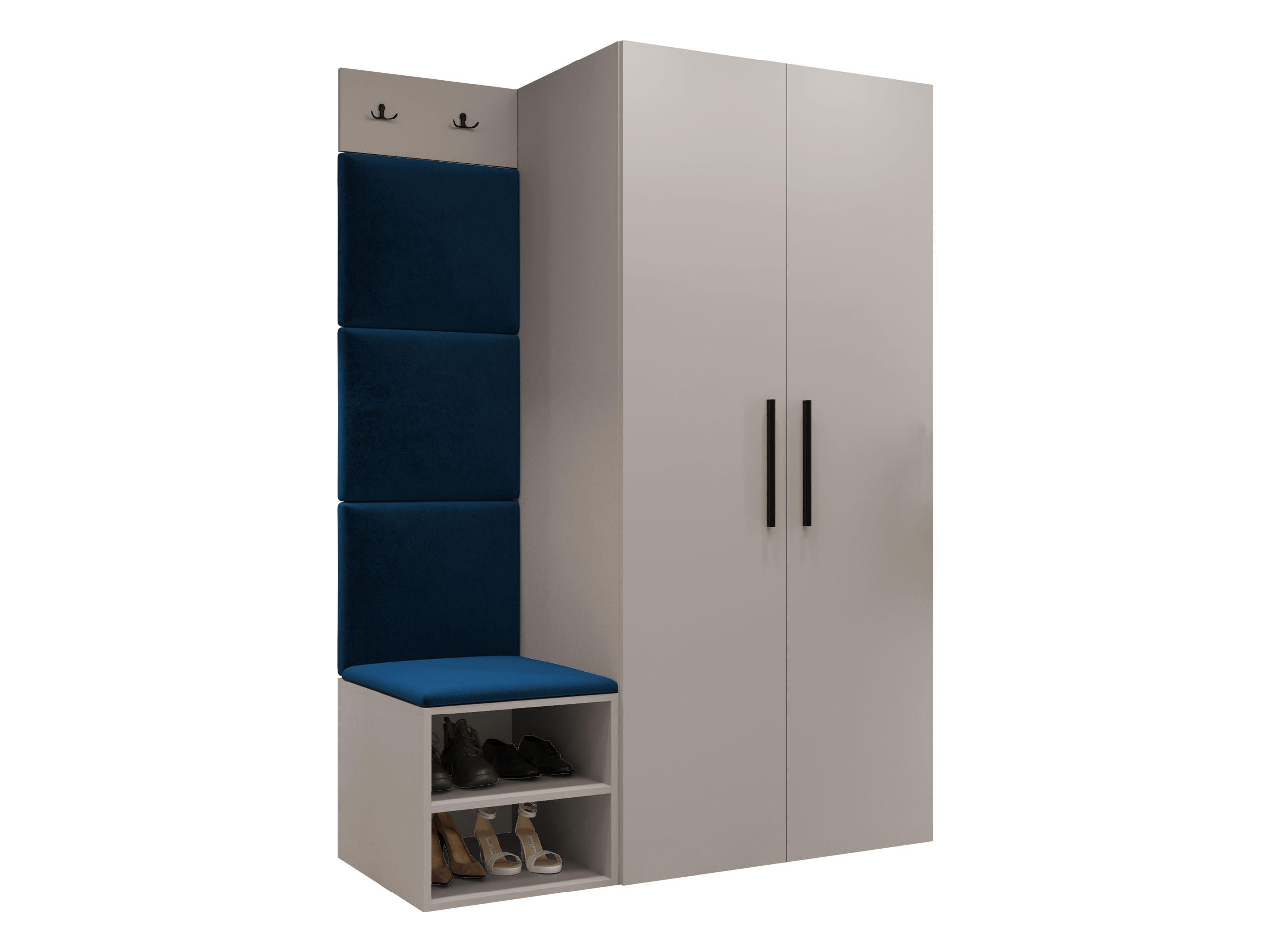 GARDEROBEN-SET Medi IV - Blau/Kaschmir, Holzwerkstoff/Kunststoff (80/191/50cm) - MIRJAN24