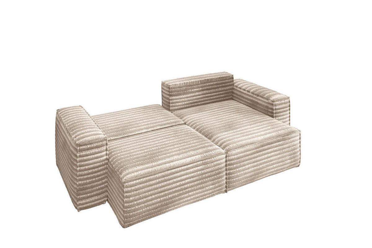 ECKSCHLAFSOFA Bohoo-Ecksofa mit Schlaffunktion stoff Velo Beige Rechts - Beige, Holz/Textil (248/140cm) - Kaiser Möbel