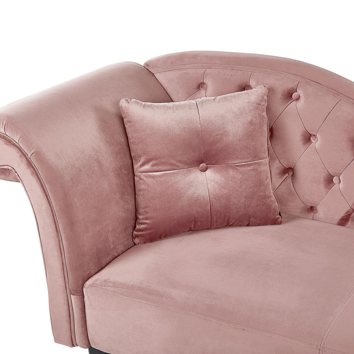 CHAISELONGUE Samtstoff rosa linksseitig Lattes - Pink, Textil (188/87/59cm) - Beliani