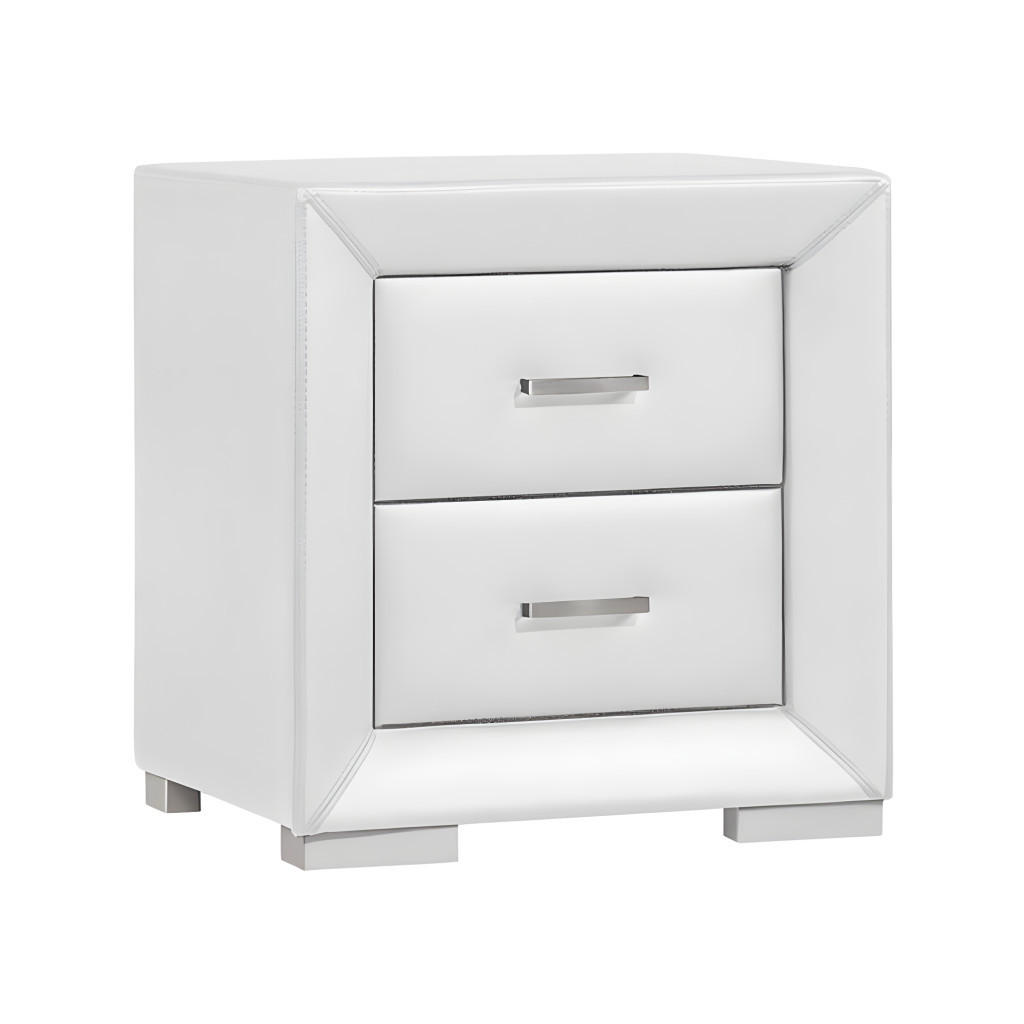 Thumbnail - Vente-Unique 2Er-Set, Weiß, Leder, Uni, Rechteckig, 43x54.5x51.5 cm, Schlafzimmer, Nachttische