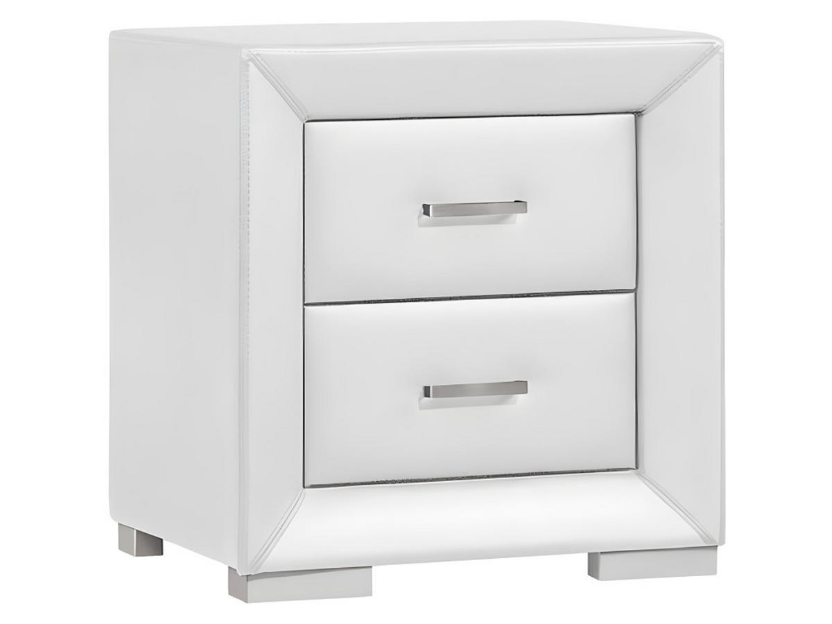 2ER-SET Nachttische mit 2 Schubladen - Kunstleder - Weiß - CAPITOLE - Weiß, Leder (43/54.5/51.5cm) - Vente-Unique