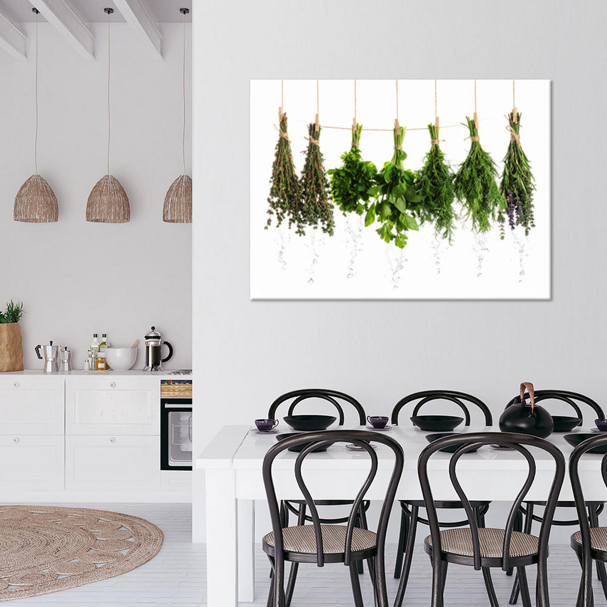 LEINWANDBILD Kräuter Gewürze Pflanzen 120x80cm - Grün, Textil (120/80cm) - Feeby