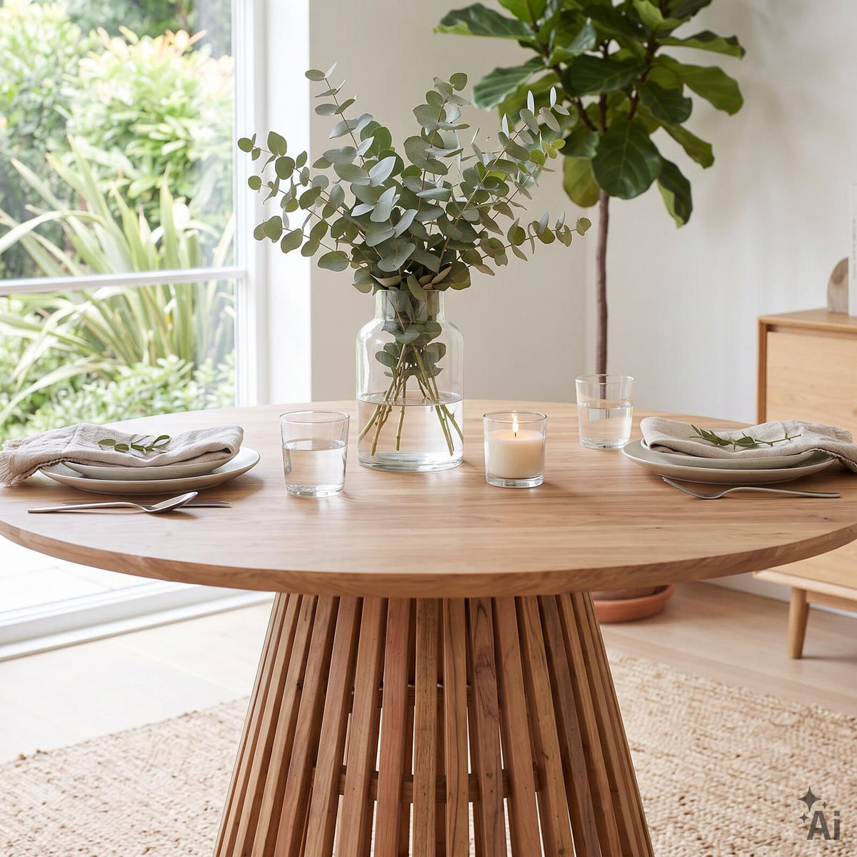 ESSTISCH LAYA natur - Naturfarben, Holz (120/120/76cm) - IDIMEX