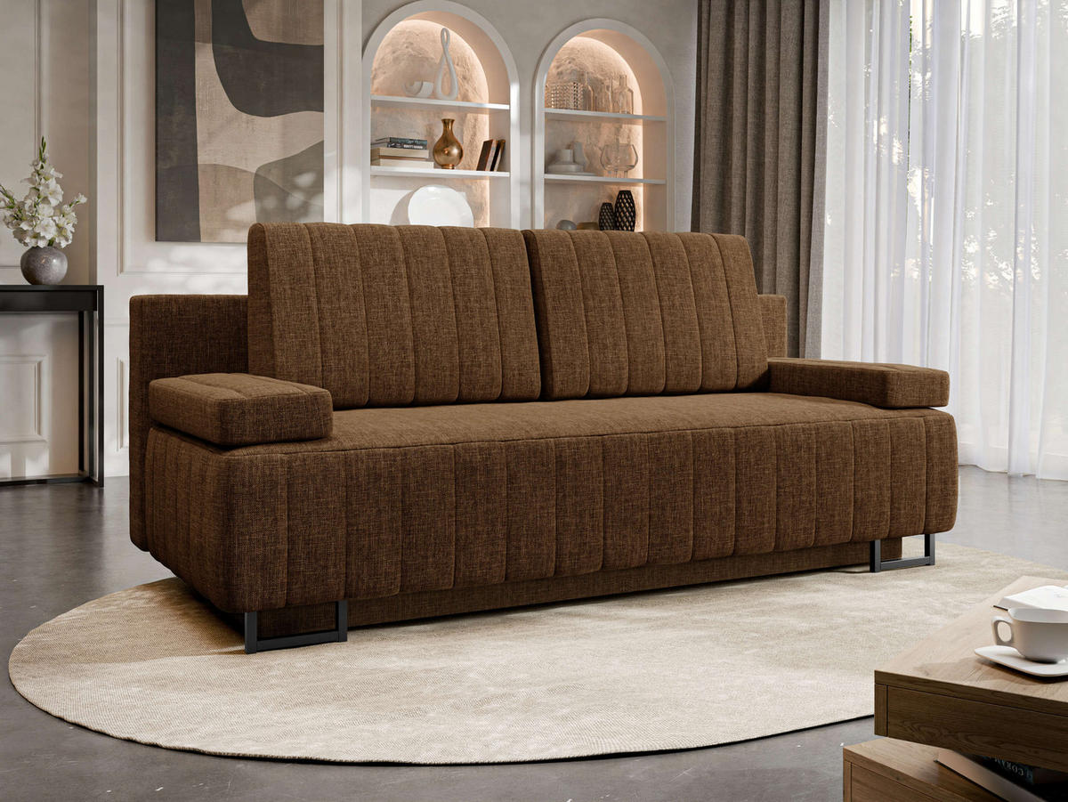SCHLAFSOFA Laguna - Schwarz/Braun, Holz/Textil (200/90/90cm) - MIRJAN24