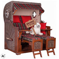 STRANDKORB 2-Sitzer Düne Mahagoni 529 - Rot/Braun, Holz (125/170/80cm) - Mr. Deko