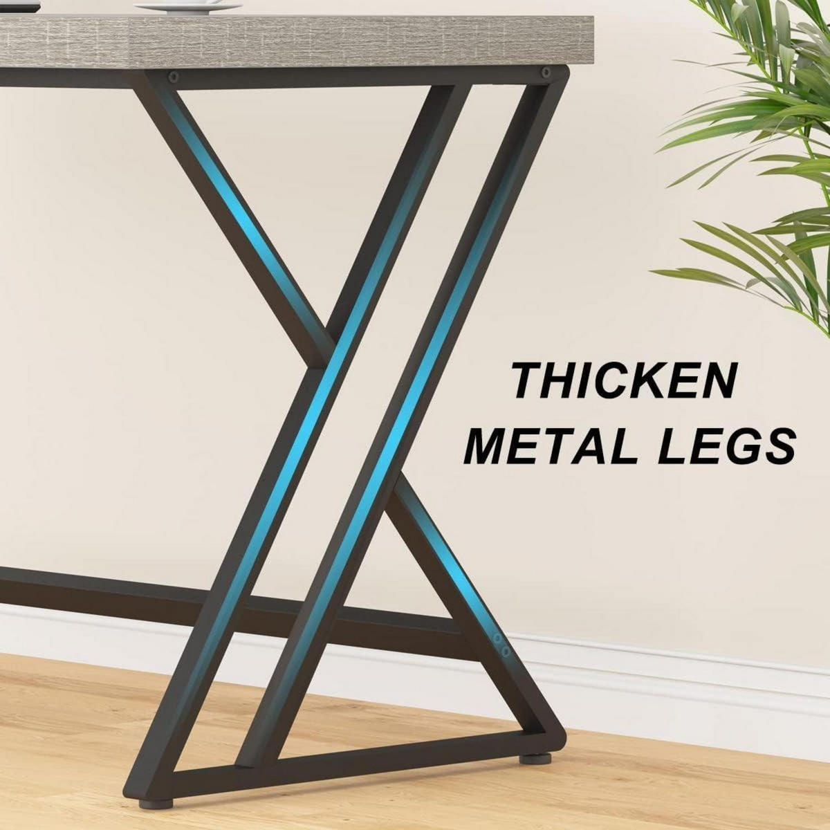 BÜROSCHREIBTISCH Grau Holz-Metall 140 x 60 x 75.5 cm - Grau, Holzwerkstoff (60/140/75.5cm)