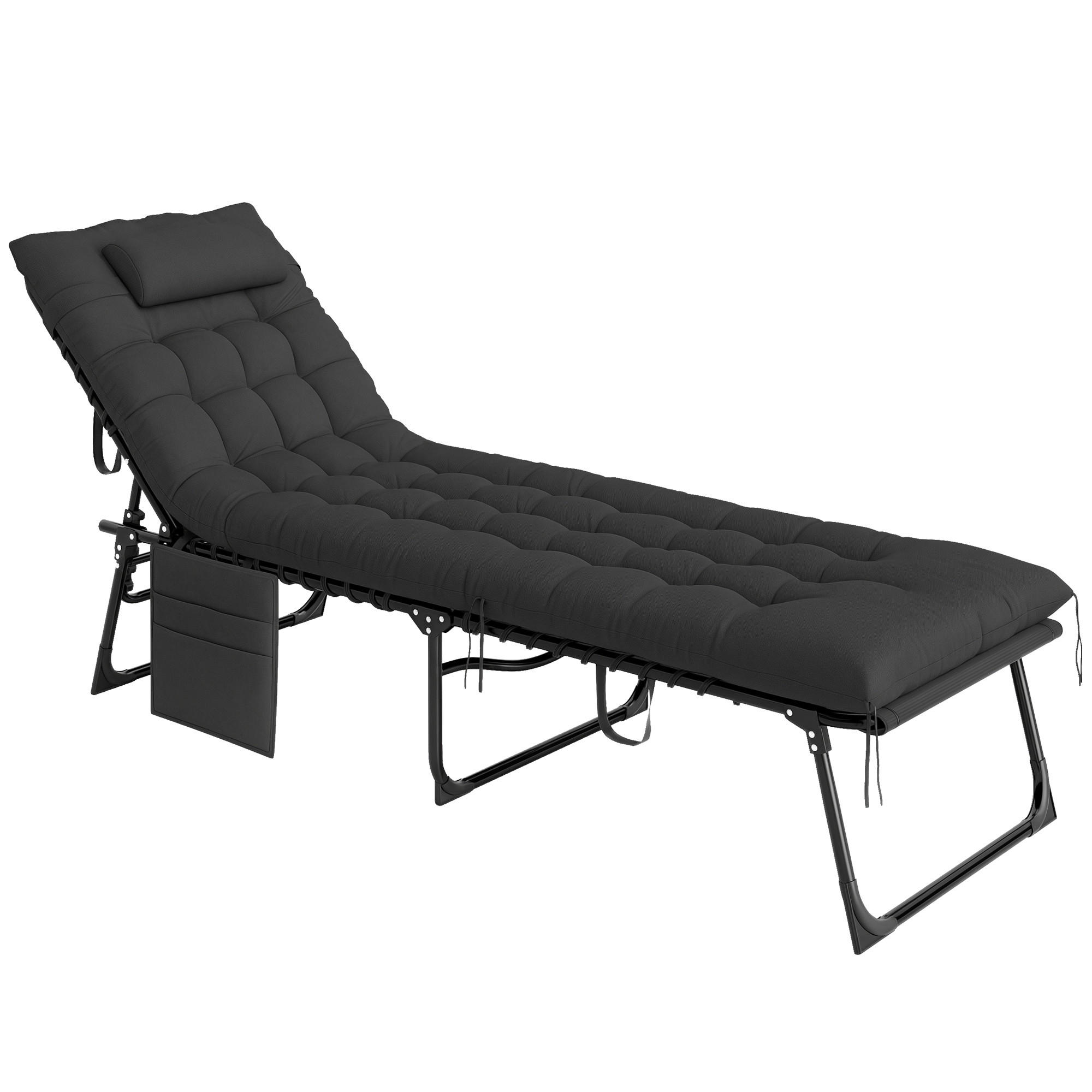 SONNENLIEGE DE-15646 5-fach verstellbar, 189 cm Liegelänge Schwarz - Schwarz, Metall (58/32.5/189cm) - ComfortXL