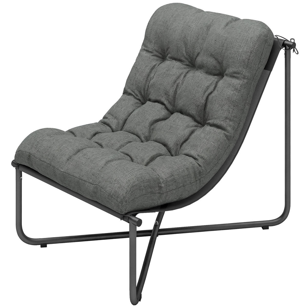 GARTENSTUHL DE-08359 ergonomisch mit breitem Sitz Dunkelgrau - Dunkelgrau, Metall (76/76/92cm) - ComfortXL