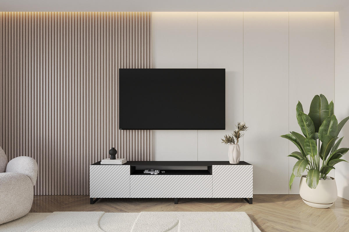 LOWBOARD ZENO-S 200x53x41 cm - Schwarz / Weiß - Schwarz/Weiß, Holzwerkstoff (200/53/41cm) - ALTDECOR