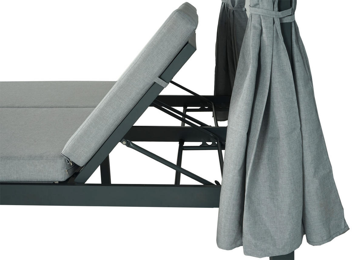 LOUNGE-GARTENLIEGE Grau - Grau, Metall (205/208/190cm) - MCW