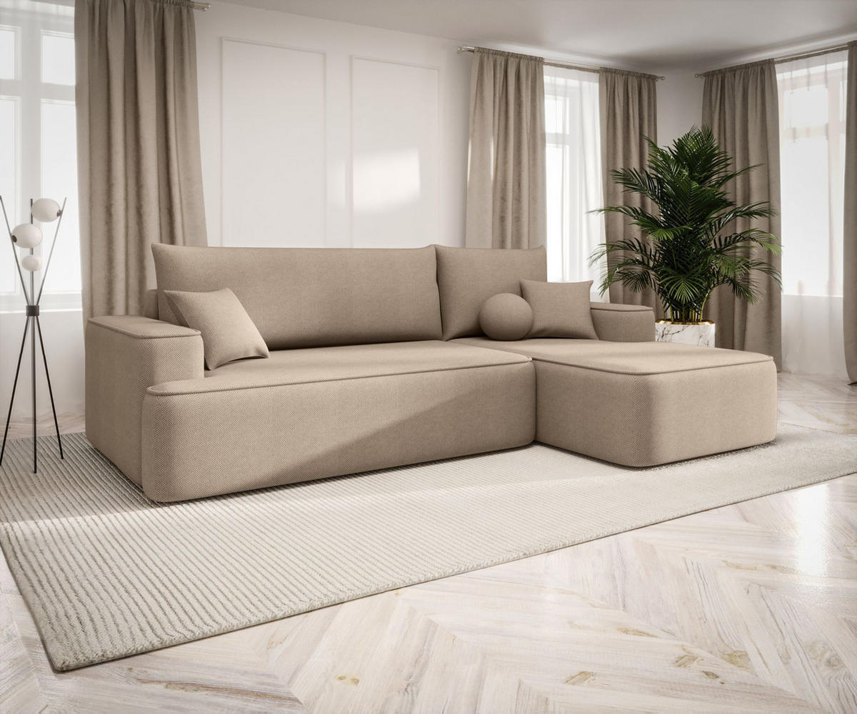 ECKSOFA mit Schlaffunktion FIGO Curio 15 Rechts - Beige, Textil (250/150cm) - Bedante