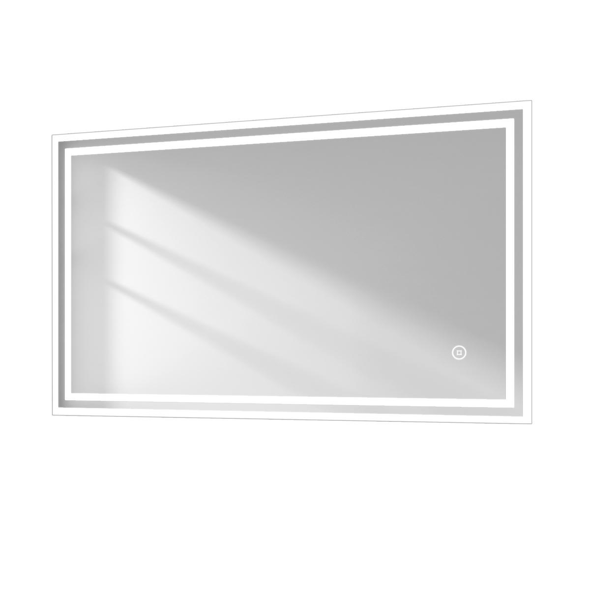 BADSPIEGEL mit Antibeschlag Beleuchtung Touch-Schalter 100/60/3,5 cm - Weiß, Glas (60/3.5/100cm) - EMKE