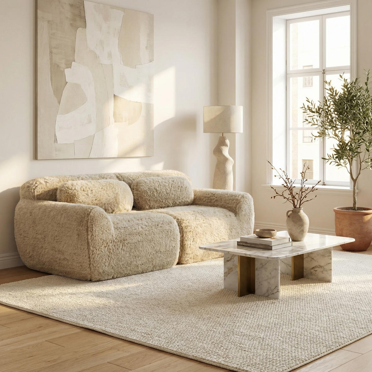 2-SITZER SOFA Beige ergonomisch & montagefrei - Beige, Textil (204/73/104cm) - Urban Meuble
