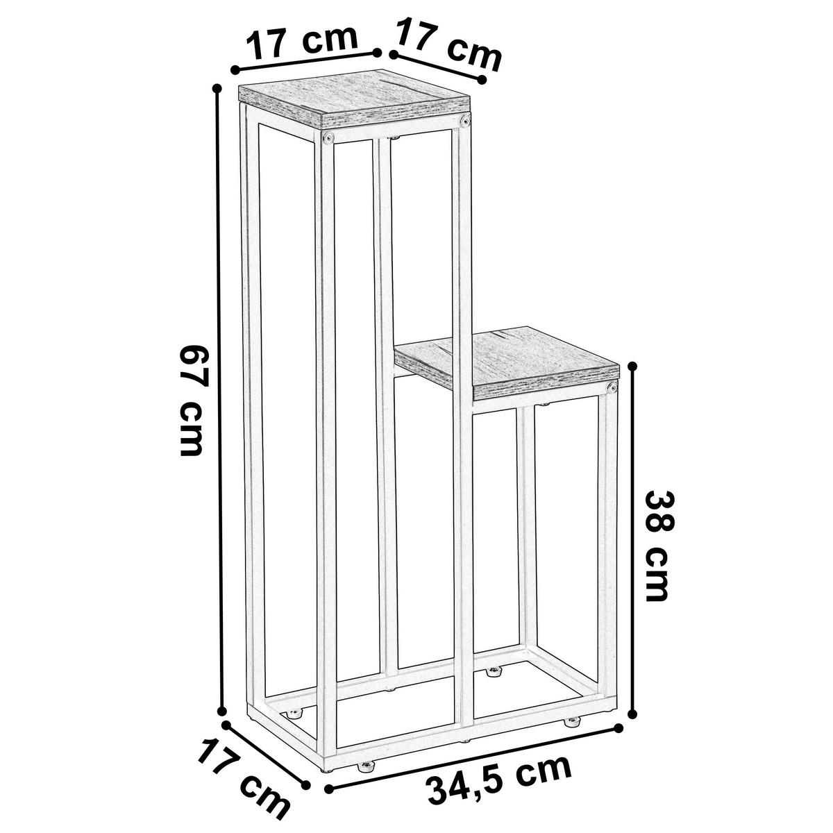 BLUMENSTÄNDER mit Ablagen und Metallgestell - Eichefarben, Metall (17/34.5/67cm) - Mat-Haus