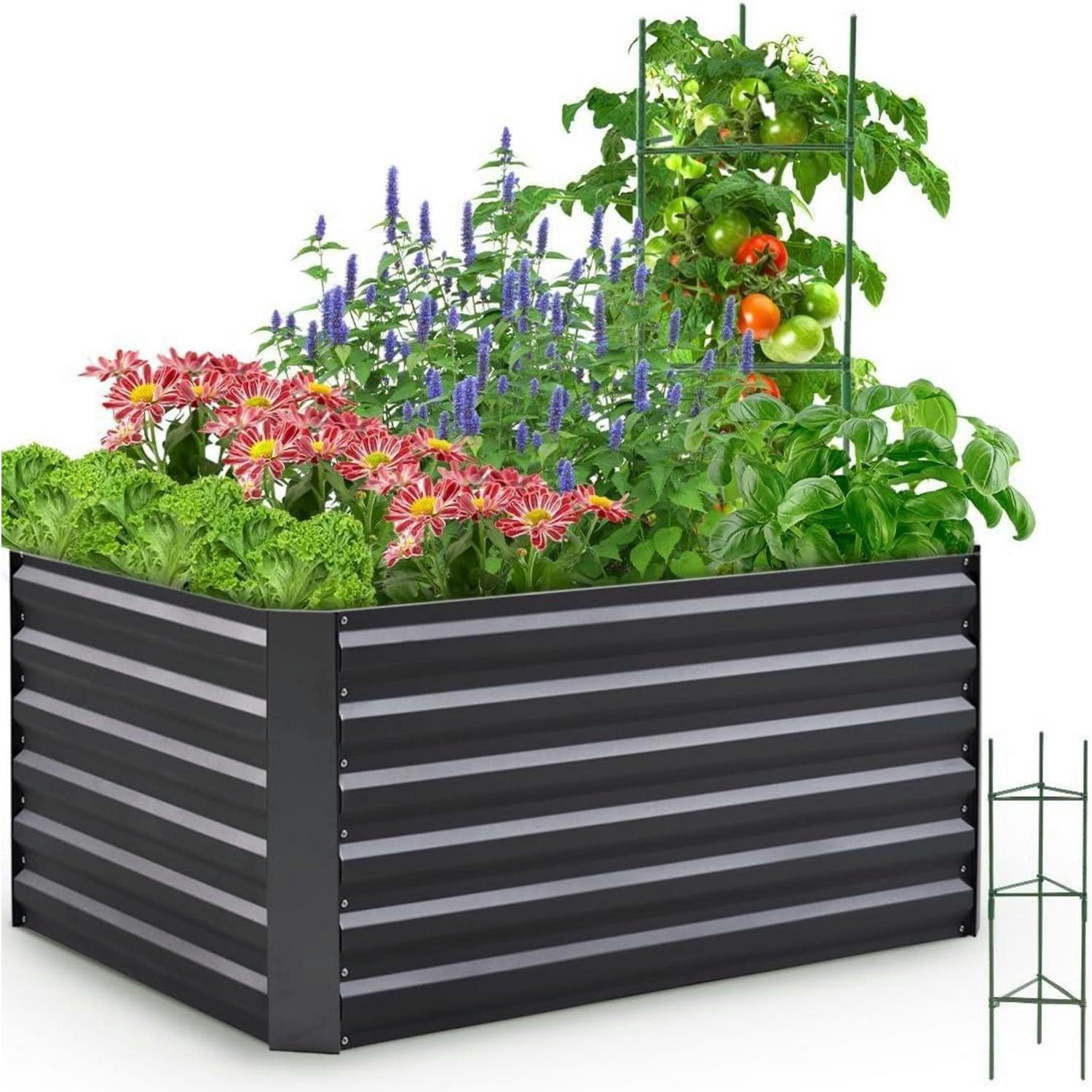 HOCHBEET Metall Grau 120 x 90 x 56 cm - Schwarz, Metall (90/56/120cm)
