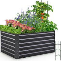 HOCHBEET Metall Grau 120 x 90 x 56 cm mit Tomatenkäfig - Schwarz, Metall (90/56/120cm)