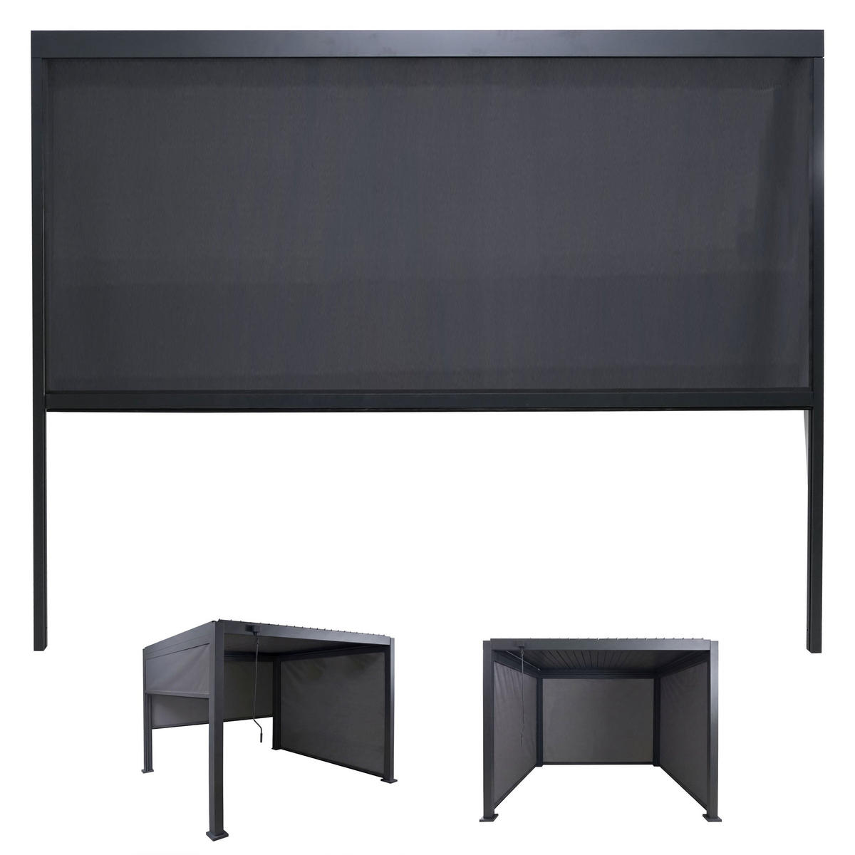 SEITENWAND für Pergola 3x3m 217x275cm Anthrazit - Anthrazit, Textil (275/217/10cm) - BERLINLODGE