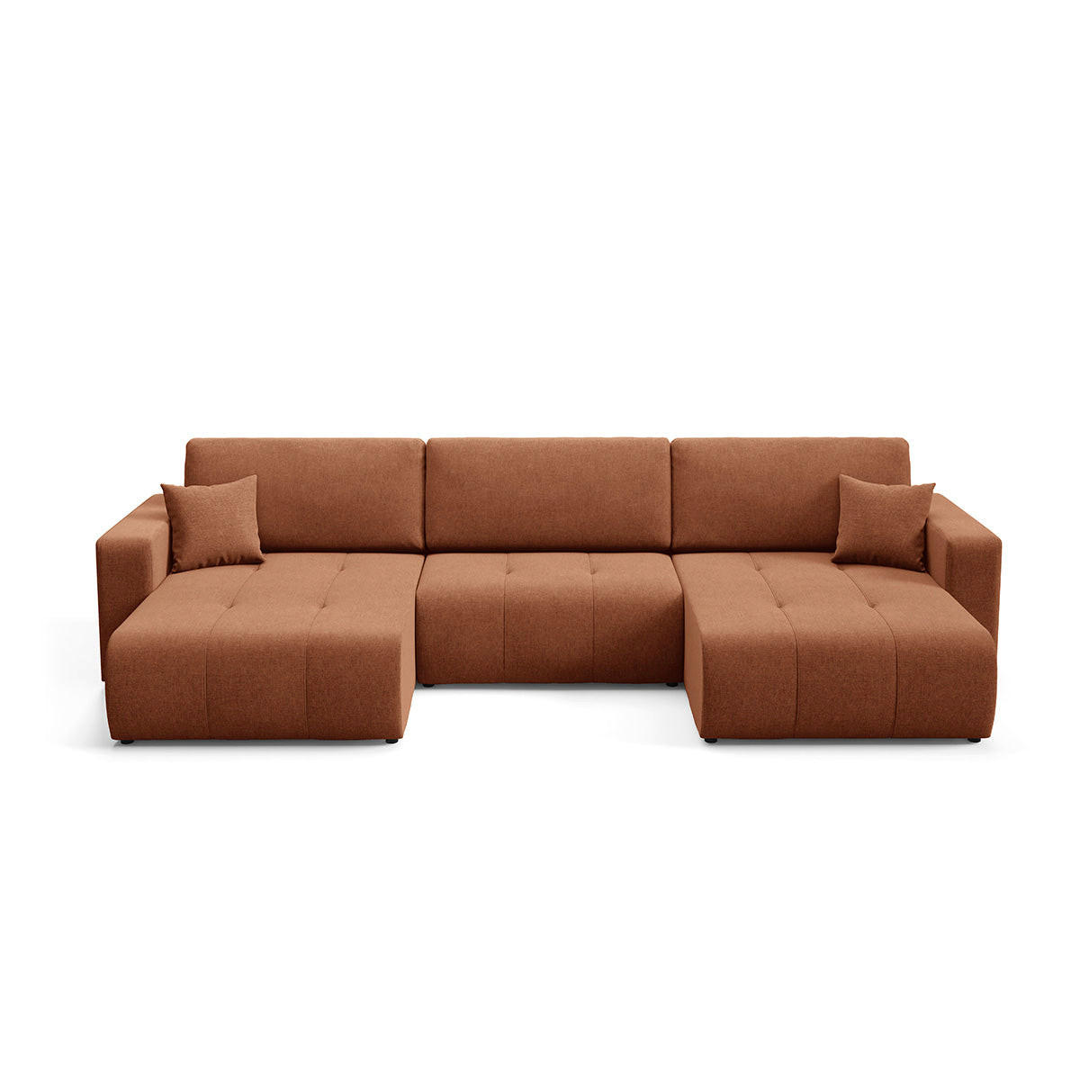PANORAMASOFA Giulia 5 Sitzplätze Terrakotta - Orange, Holz (344/82/149cm) - Petits-meubles