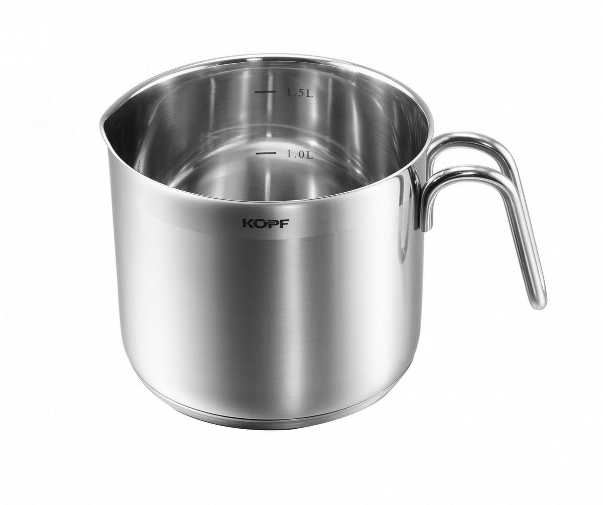 MILCHTOPF Josie, Edelstahl, Induktion, 1,5 Liter, Ø 14 cm Höhe 12 cm - Silberfarben, Metall (14cm) - KOPF