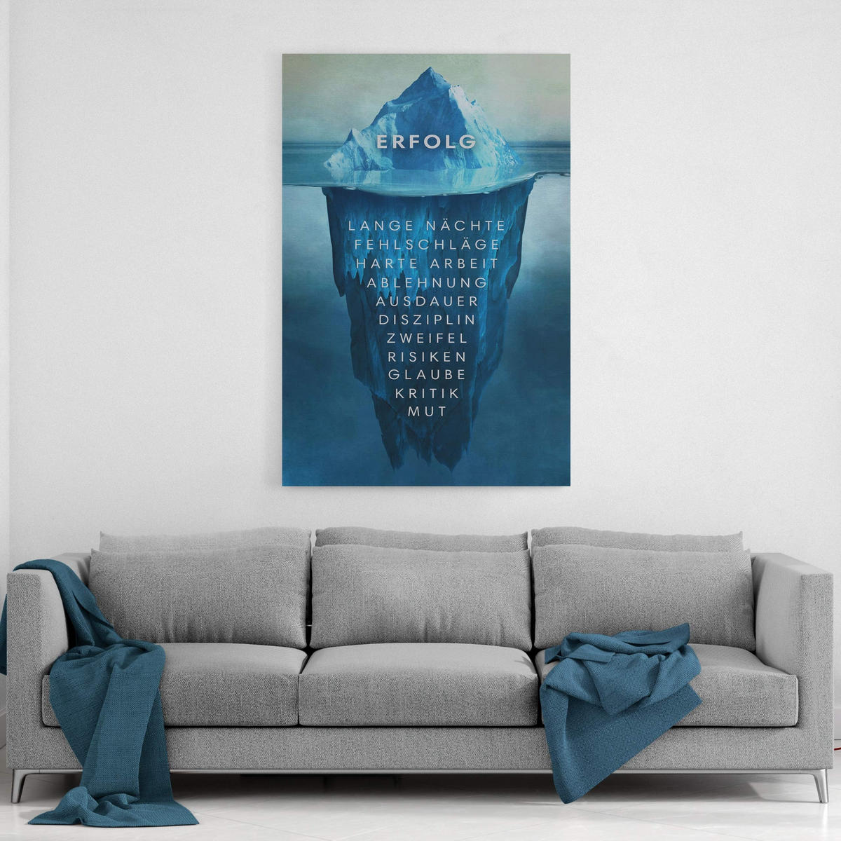 WANDBILD XXL "Eisberg des Erfolgs" - 30 x 40 cm - Weiß, Textil (30/40cm) - Hustling Sharks