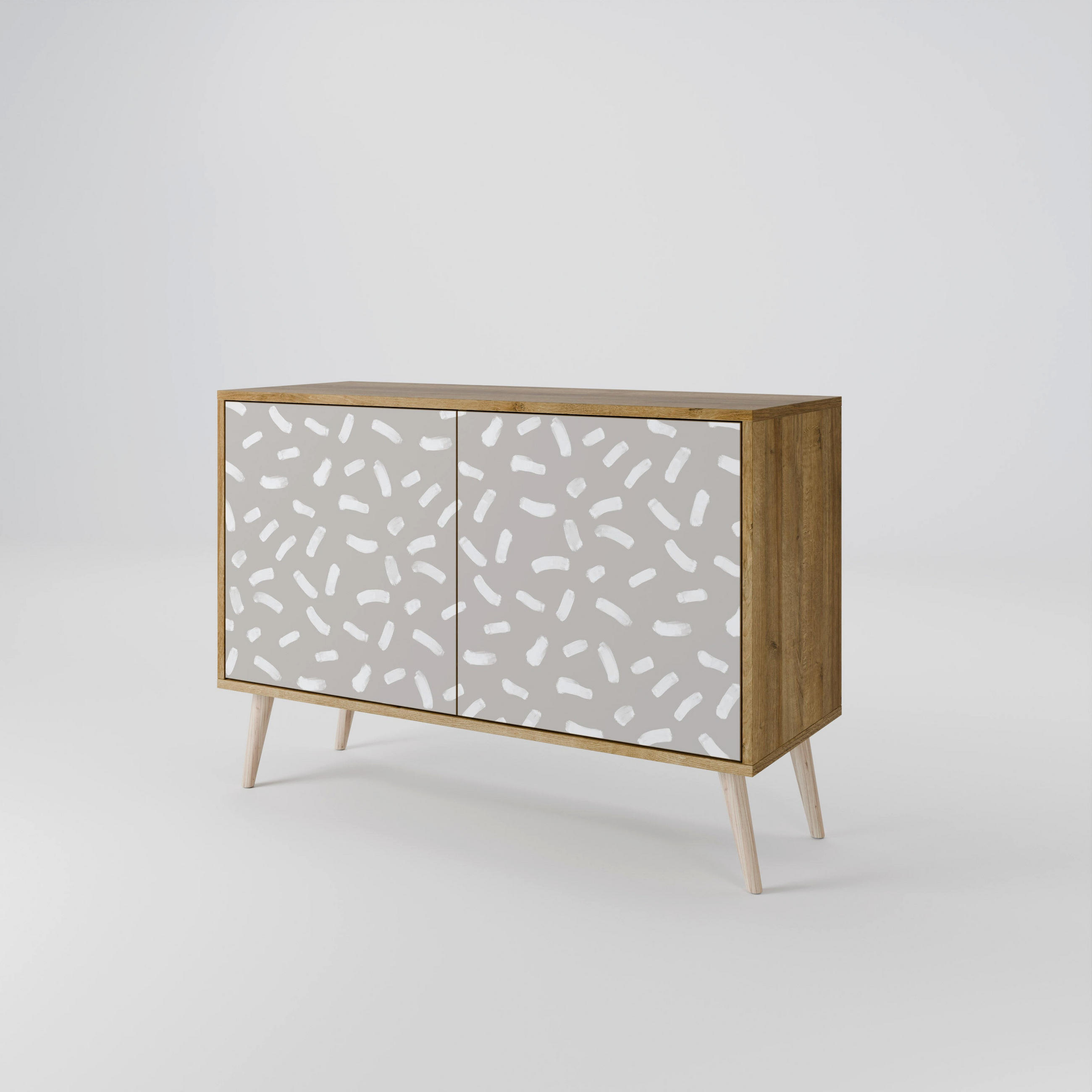 SIDEBOARD PASSING SECONDS, Eicheneffekt, 111x42x77,5 cm, 2 Türen - Eichefarben/Buchefarben, Holzwerkstoff/Buchenholz (111/77.5/42cm) - SpaceRebels