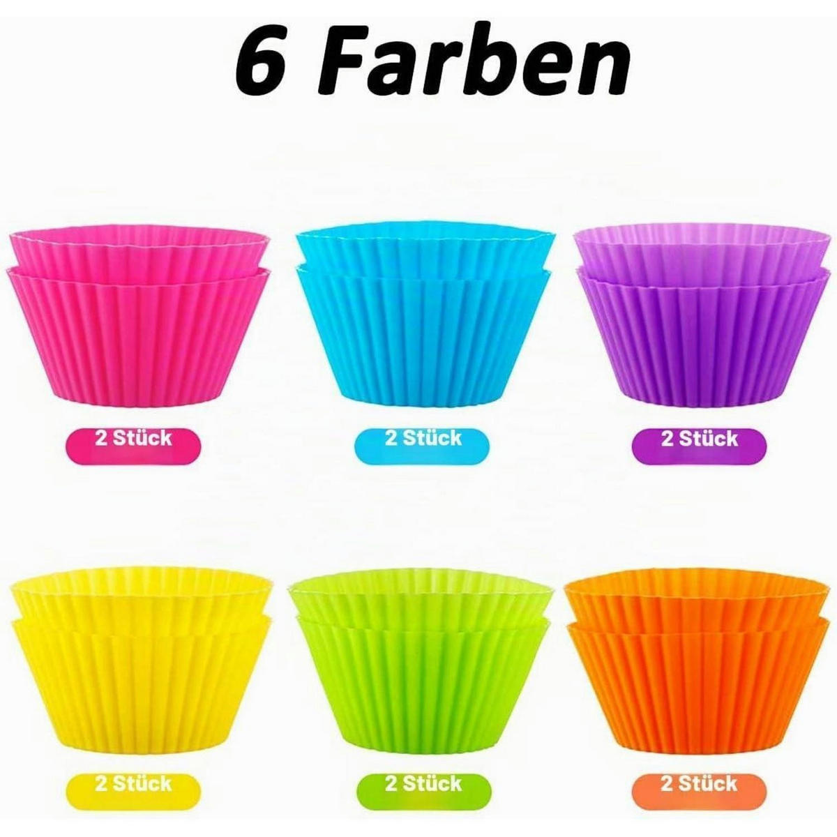 MUFFINFORMEN Silikon 12 Stück Set - Violett, Kunststoff (4.5/3.5/7cm)