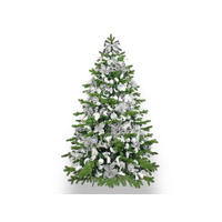 LAALU WEIHNACHTSBAUM geschmückt künstlich mit 93 Stk Kugeln KING OF WINTER 180 cm mit Metallständer - Silberfarben/Weiß, Kunststoff (180cm) - LAALU