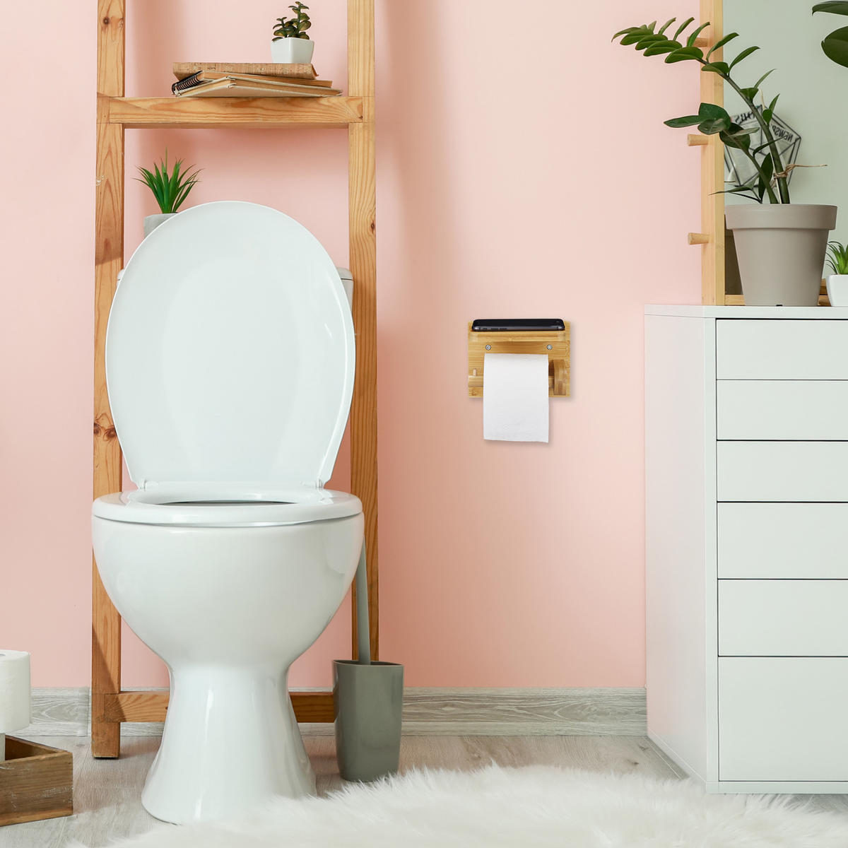 TOILETTENPAPIERHALTER Bambus - Hellbraun, Holz (16/12/10.3cm) - Relaxdays