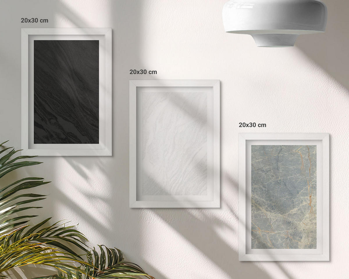 WANDBILDER 3er-Set - 20x30 cm Weißer Rahmen - Die Farben eleganter Steinstrukturen - Weiß, Kunststoff (20/30cm) - ArtPrintCave