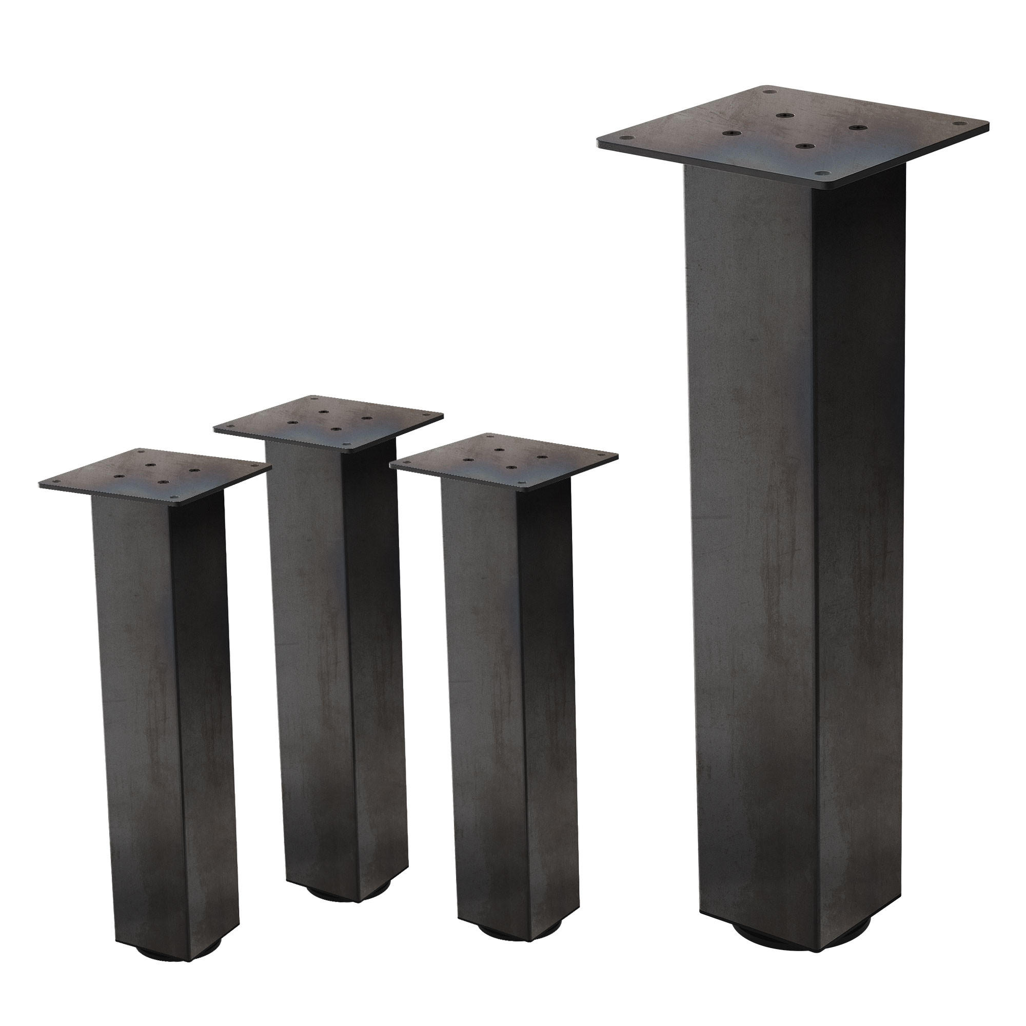 TISCHBEINE 4er Set I-Design H:42 cm Industrial 8x8 cm - Dunkelgrau, Metall (14/42/14cm) - ML-DESIGN