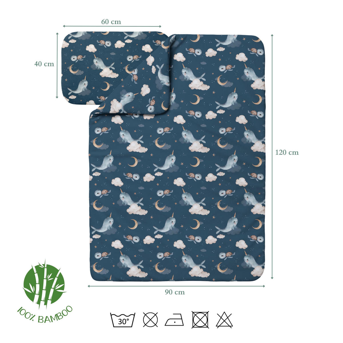 BAMBUSOVA posteljnina za dojenčke Kiti - temno modra, tekstil (90/120cm) - waldin