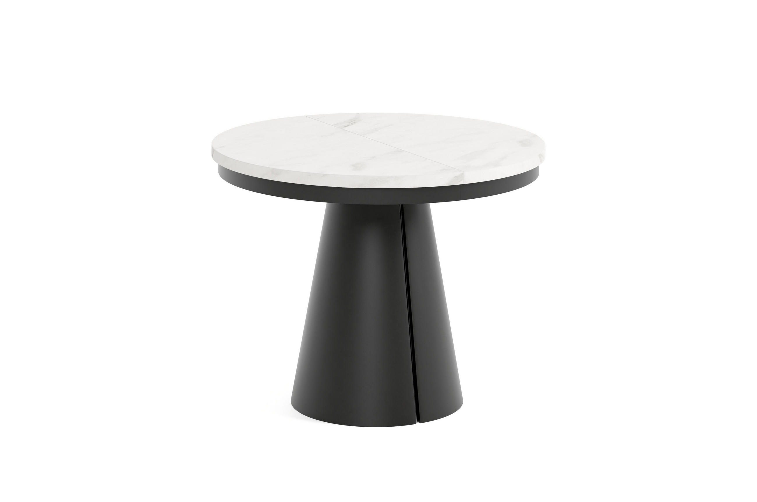 ESSTISCH CALMA Bis - Weiß Hochglanz/Schwarz, Holzwerkstoff/Metall (100/100/76cm) - Meblini