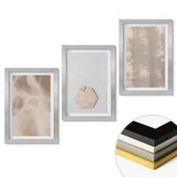 WANDBILDER 3er Set - 20x30 cm Silberner Rahmen - Subtile Texturen, Boho-Natur - Silberfarben, Kunststoff (20/30cm) - ArtPrintCave
