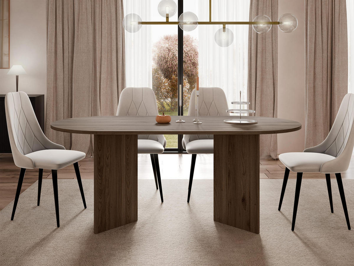 ESSTISCH Gelizo 22 mm - Nussbaumfarben, Holzwerkstoff (90/185/75cm) - MIRJAN24