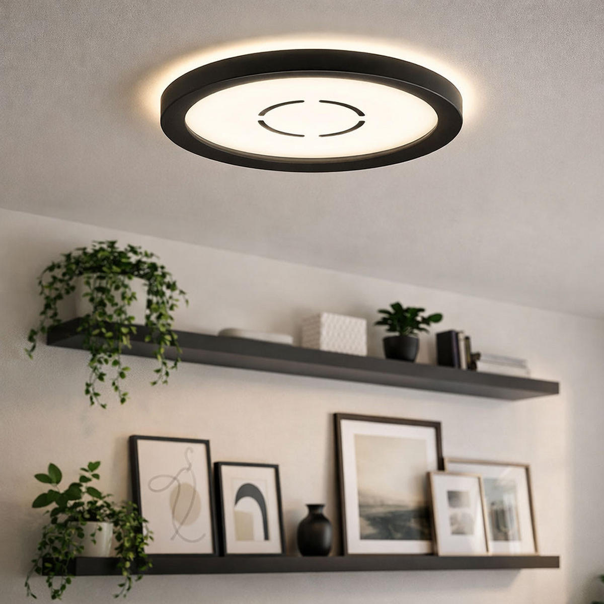 LED DECKENLEUCHTE Backlight Schwarz - Schwarz, Kunststoff (19/19/2.8cm) - Briloner