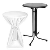 STEHTISCH Sylt Ø 70cm Grau mit Premium Stehtischhusse Ø 70cm Weiß - Weiß, Textil (70/70/110cm) - Beautissu 