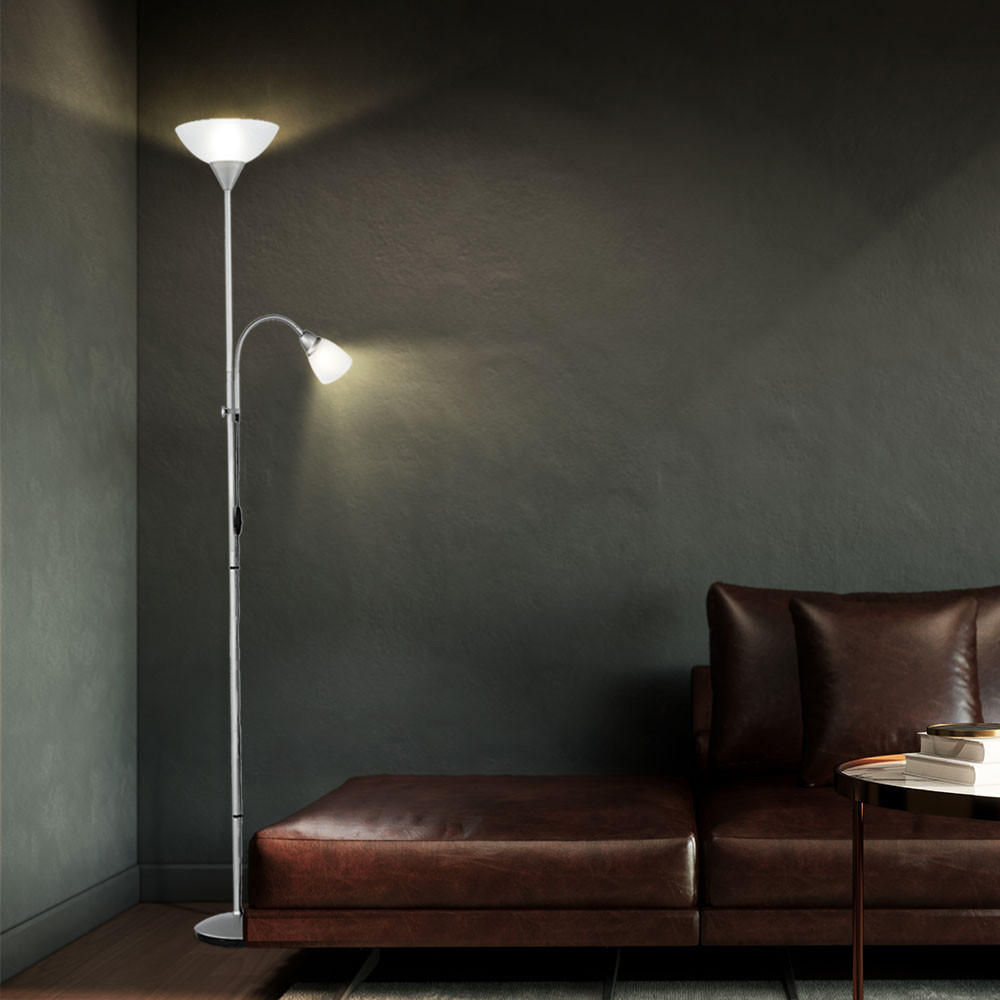LED STEHLEUCHTE ERZWO Silber Metall - Silberfarben, Metall (28/28/180cm)