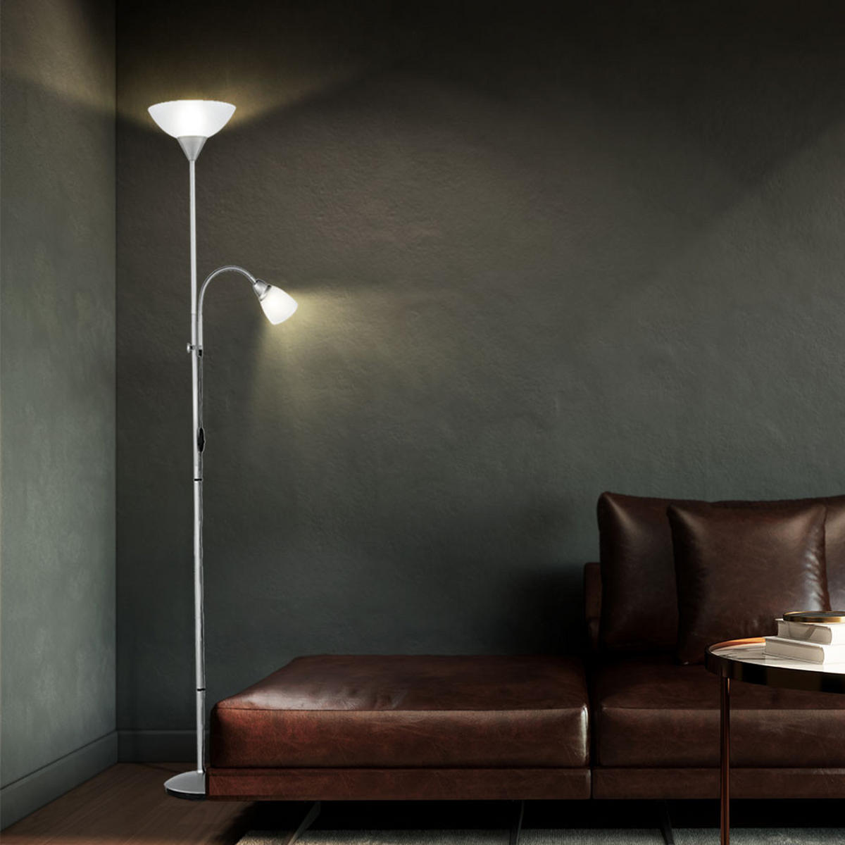 RGB LED STEHLEUCHTE Metall Silber - Silberfarben, Metall (6/11.2/180cm)