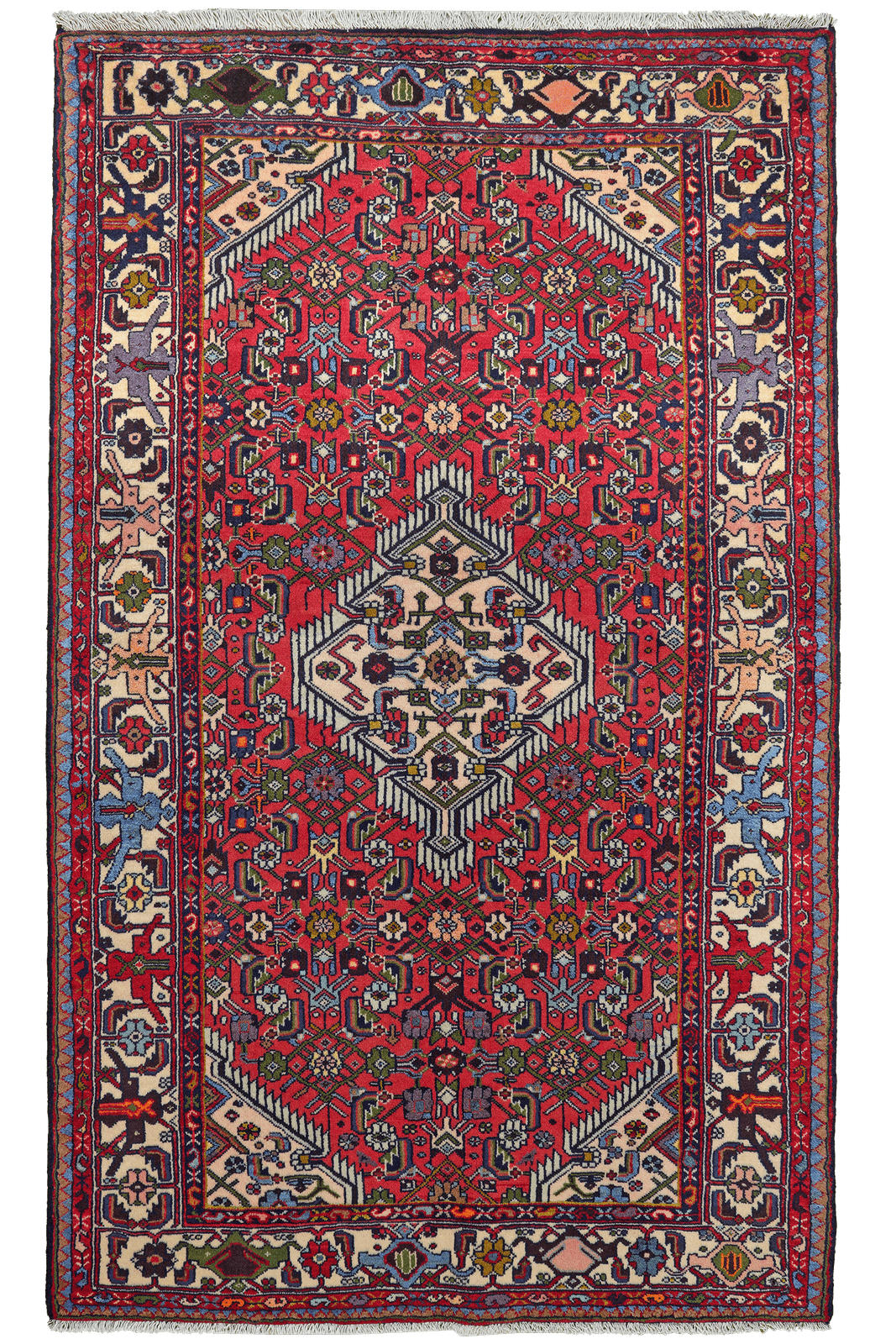 ORIENTTEPPICH handgeknüpft Assadabad Rot 198/121 cm Schurwolle - Rot, Textil (121/198cm) - Looma