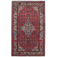 ORIENTTEPPICH handgeknüpft Assadabad Rot 198/121 cm Schurwolle - Rot, Textil (121/198cm) - Looma