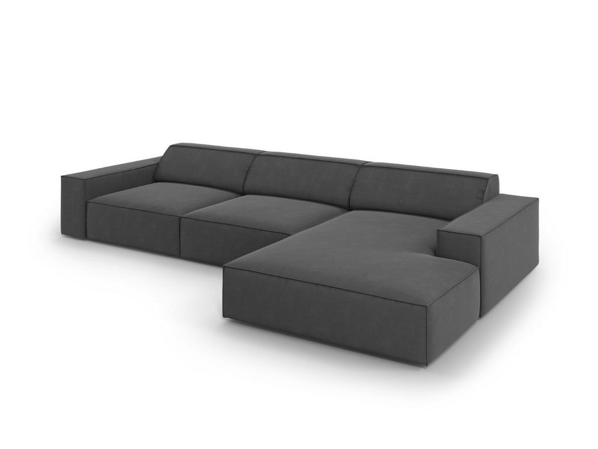 ECKSOFA rechts Jodie aus Samt grau 4 Sitzplätze - Grau, Textil (166/284cm) - Micadoni