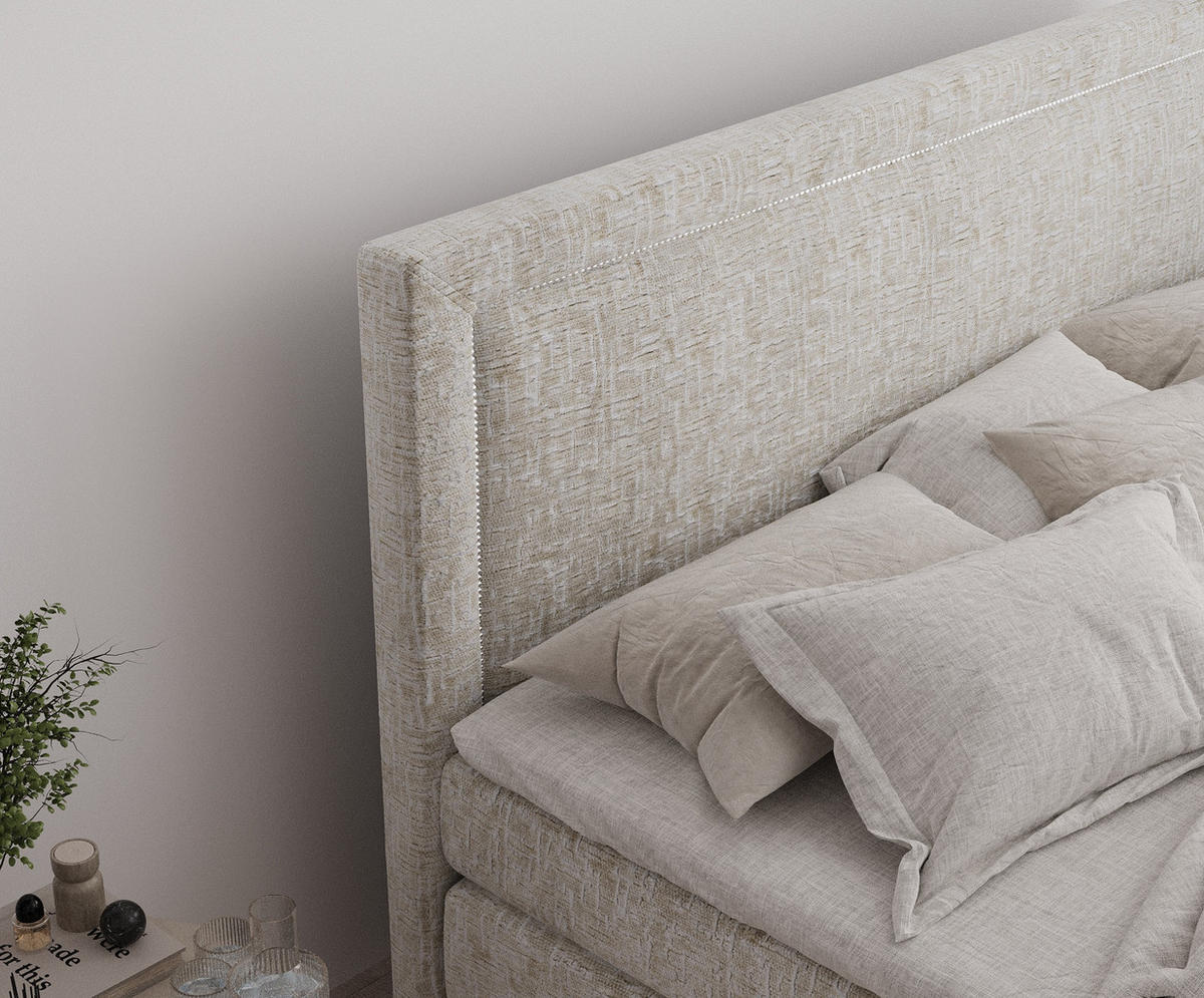 BOXSPRINGBETT Lavenda Beige 140/200 cm - Beige/Schwarz, Holz/Holzwerkstoff (140/200cm) - Maison de Reve